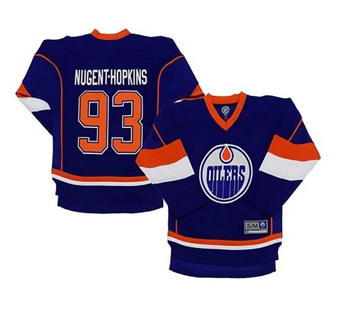 Ryan Nugent-Hopkins Edmonton Oilers Youth Home Blue Team Apparel Hockey Jersey Cover