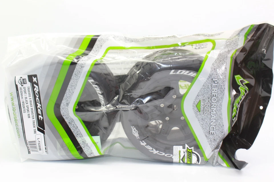 LOUISE LOUT 3295 B X-ROCKET Sport Reifen Felge schwarz 24mm TRAXXAS X-MAXX NEU  - Bild 1 von 4