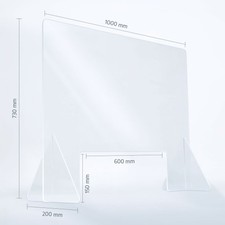 100x73cm Spuckwand mit Durchreiche - Thekenaufsatz als Spuckschutz - transparent