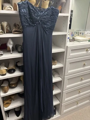 Tadashi Navy Blue Strapless Gown 2 - Image 1 of 4