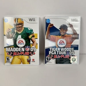 Lote de juegos Wii 2 EA Sports Madden 09 All Play, Tiger Woods PGA Tour 09. - Imagen 1 de 6