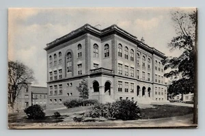 High School Pawtucket Rhode Island RI postcard posted 1908 B&W - Picture 1 of 2