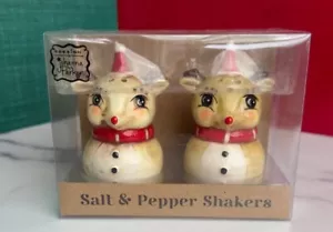 Reindeer Christmas Salt & Pepper Shaker Set Vintage Retro Johanna Parker NIB - Picture 1 of 5