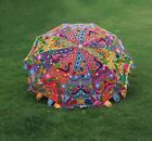 Garden Parasol Indian Peacock Embroidered Outdoor Sun Shade Patio Umbrella 72"