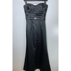Mori Lee Women's Size 8 Black Strapless Formal Pageant Dress Rhinestone A-Line - Picture 1 of 12