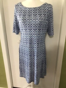 Tommy Bahama Tenall Tiles Short Dress Ikat print Blue White Medium NWT MSRP $145 - Picture 1 of 7