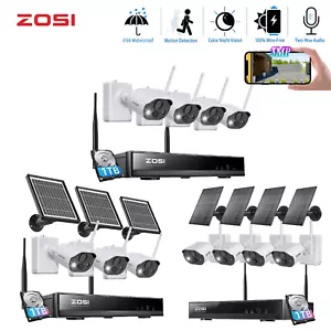 ZOSI 8CH 3MP Solar Powered Wireless Security Camera System Night Vision 1TB - Picture 1 of 11