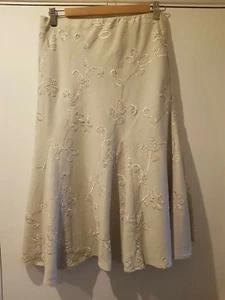 Beige, Linen mix Flare Skirt by BM, UK size 12 - Picture 1 of 4