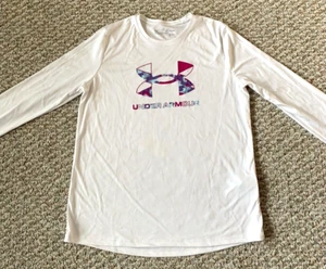 Under Armour Heat Gear Youth White Long Sleeve Athletic Shirt Size XL - Picture 1 of 8