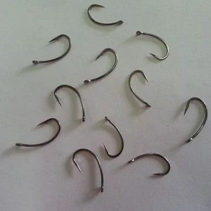 Ganchos de vástago curvo para aparejos de cabello, etc. Ganchos de pesca de carpa de ojos profesionales - Imagen 1 de 6