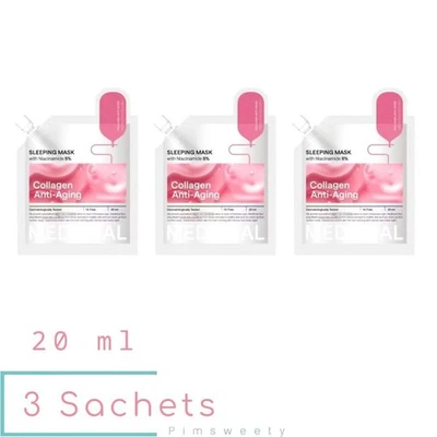 3 Sachets X 20 ml MEDIHEAL Collagen Anti-Aging Sleeping Mask Brighten Firm Skin - Image 1 of 4
