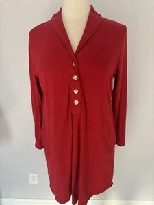 Lauren Ralph Lauren Rojo Med Ropa de Dormir Camisón Pijama Bolsillos Botones Cuello - Imagen 1 de 12