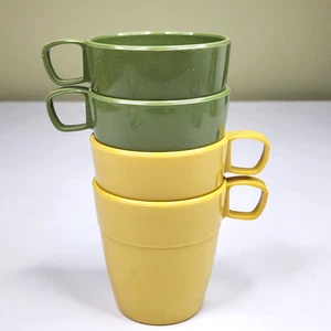 Shamrock Neatway Set x4 Gold Grün Melamin Kaffeetasse Tassen MCM Stapelbar USA - Bild 1 von 8
