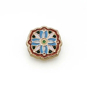 5pcs Vintage Enamel Metal Buttons Floral Design for Clothing Sewing Scrapbooking - Picture 1 of 10