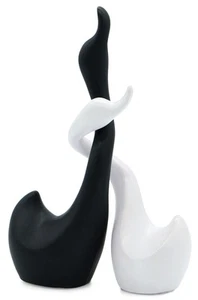 Loving Swans in Black and White – Decorative Figure swan Pair 9” high as Hand... - Picture 1 of 6