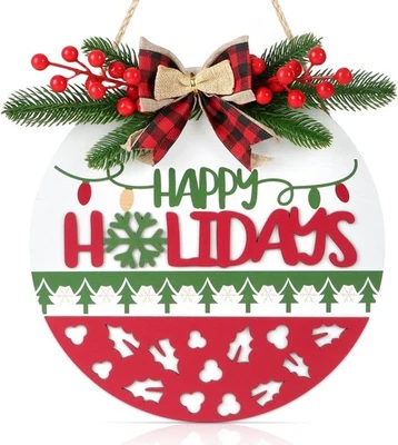 TOARti Happy Holidays 圣诞前门花圈红色 3d 快乐  — 第 1/4 张图片