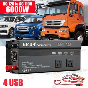 6000W LCD Car Power Inverter DC 12V ToAC 110V Modified Sine Wave Solar Converter - Picture 1 of 15