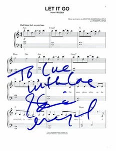 IDINA MENZEL SIGNED AUTOGRAPH "LET IT GO" SHEET MUSIC - QUEEN ELSA FROZEN, RARE! - Picture 1 of 2