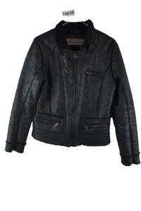 ZARA BASIC Black Faux Leather Jacket size L Womens Full Zip Casual Outdoors - Picture 1 of 8