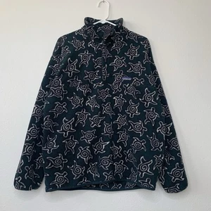 Vintage Patagonia Green Zen Turtle Snap-T Synchilla Fleece 90s Size Large Canada - Picture 1 of 5