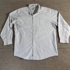 LL Bean Dress Shirt Size 17.5 x 35 Blue Stripe Wrinkle Resistant 100% Cotton Men - Picture 1 of 11