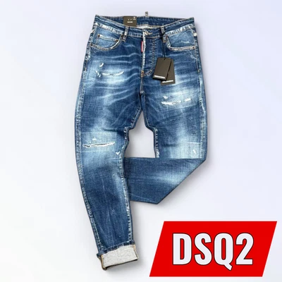 DSQUARED 2 DSQ2 Men's Slim Fit Cool Guy Stretchy Ripped Washed Blue Jeans Diesel Pants