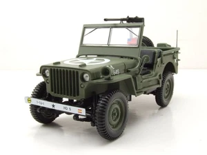 Willys Jeep Esercito Militare D-Day 1944 Verde Modellino 1:18 Norev - Foto 1 di 9