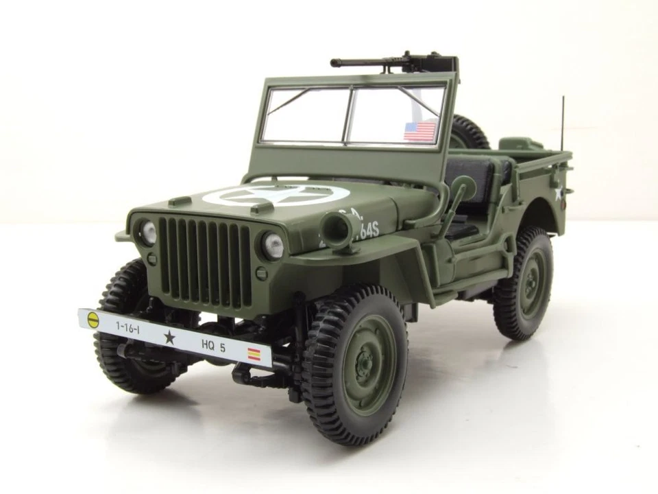 Willys Jeep Esercito Militare D-Day 1944 Verde Modellino 1:18 Norev - Immagine 1 di 4