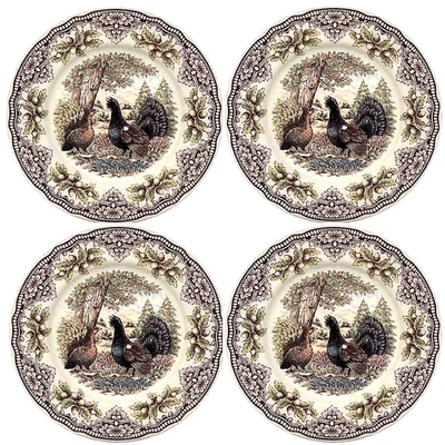 🦃4)Royal Stafford Homeland CAPERCAILLE Thanksgiving DINNER Plate Set x 4 EN NEW - Image 1 of 4