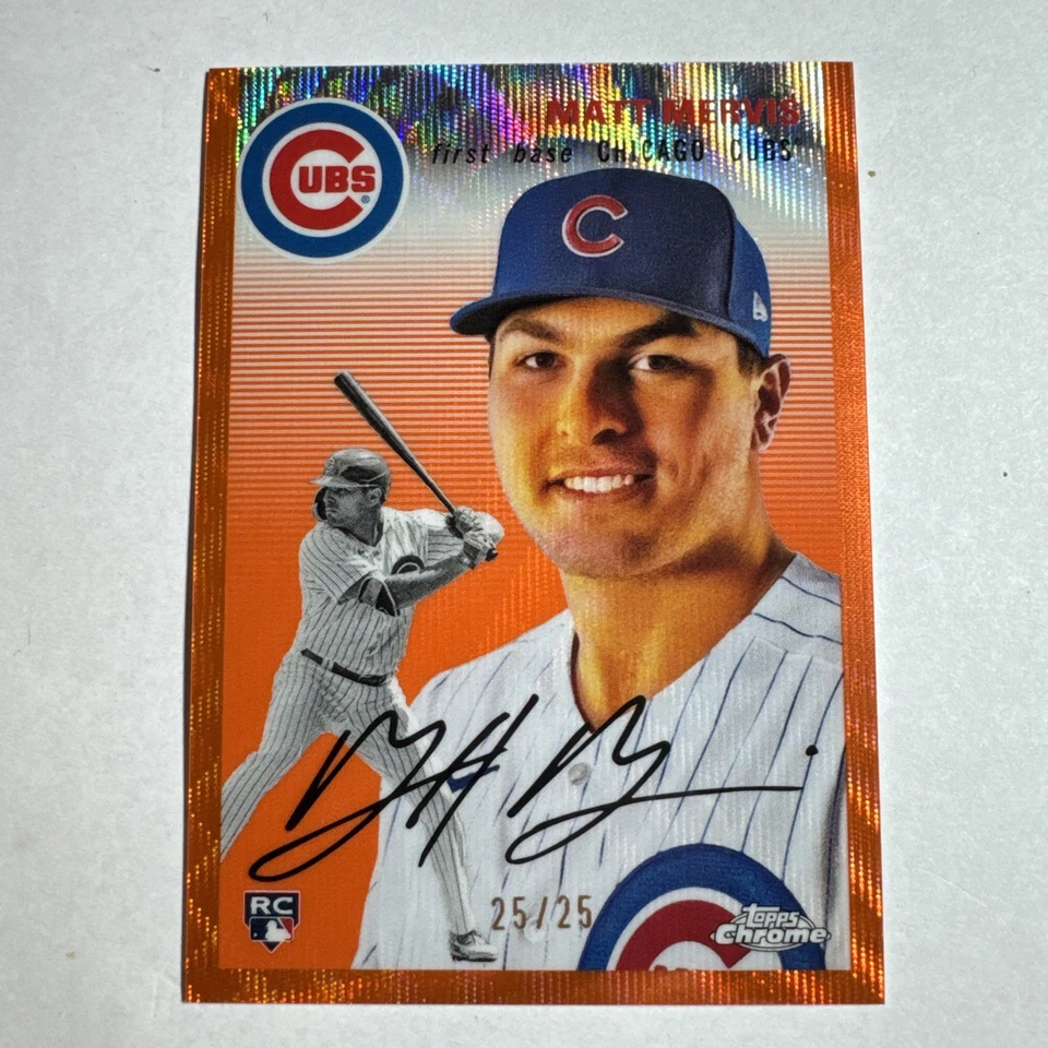 2023 Topps Platinum #139 Matt Mervis RC Orange Wave #25/25   Chicago Cubs - Image 1 of 3