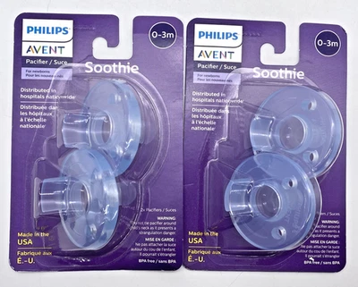 Philips Avent Soothie Pacifiers 0-3 Month Blue 4 Pacifiers - Two 2 Packs - Image 1 of 2
