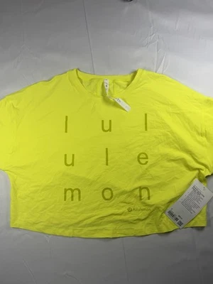 Camiseta de senderismo Lululemon ligera con dobladillo ceñido amarilla resaltada talla 8 Foto 1 de 4