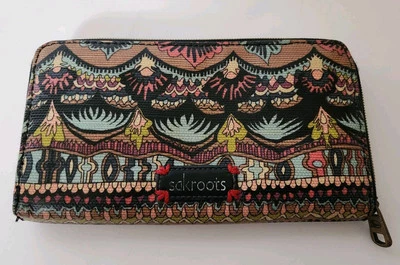 Carteira Sacroots Artist Circle com zíper ao redor, lona revestida preta e multicolorida  - Imagem 1 de 4