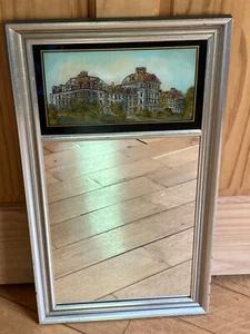 Swarthmore College Spiegel Eglomise umgekehrt bemalt Glas 26x15 Abschluss Geschenk - Bild 1 von 10