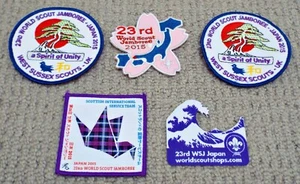 Japan World Scouts Jamboree 2015 Set of 5 Boy Scouts Girl Guides Badges - Picture 1 of 3