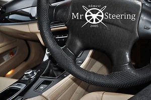 FOR TOYOTA AVENSIS 1997-03 PERFORATED LEATHER STEERING WHEEL COVER DOUBLE STITCH - Picture 1 of 3