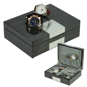 Watch Cufflink Wood Display Box Jewelry Case Storage Collector - 2272WE - Picture 1 of 3