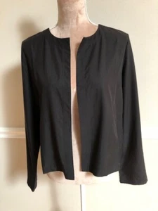 NWT–EILEEN FISHER Women’s Black Open Front Tencel Blazer, Side Pockets, Sz Small - Bild 1 von 6