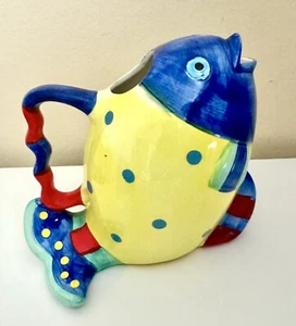 Vintage Lillian Vernon Fish Pitcher Vase Coastal Decor Beach Tropical 7” Ocean - Picture 1 of 11