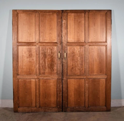 *Pair of French Antique Gothic Church Doors in Solid Oak Wood Cover