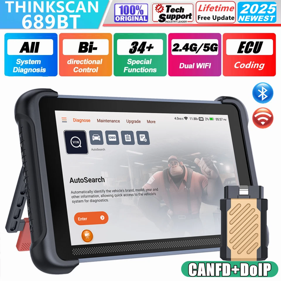 ThinkScan 689BT Car Diagnostic Tool Bidirectional OBD2 Scanner 34+ Services - Image 1 of 4