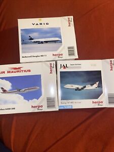 Herpa Wings 1:500 Varig Brasil JAL Japan Airlines Air Mauritius Mint