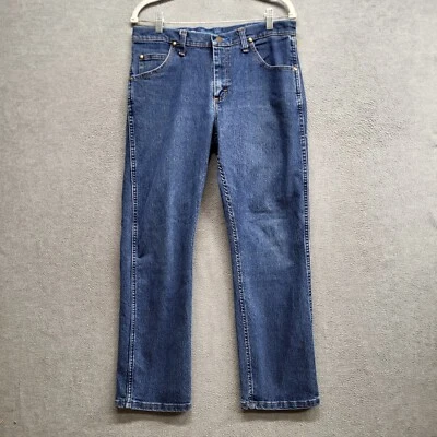 Jeans masculino vintage Wrangler 47 31x30 azul denim desempenho corte cowboy absorção - Imagem 1 de 4