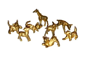 Set/8 Vintage Merri-Craft Gold Kunststoff Miniatur Krippe Weihnachten Tiere Hirsch - Bild 1 von 3