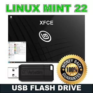 Linux Mint 22 XFCE "Wilma" 64bit Bootable/Live OS USB Drive • Free Ship - Picture 1 of 2