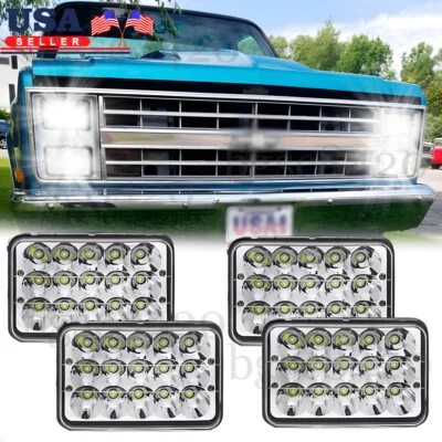 4 件 4x6 英寸适用于雪佛兰皮卡 1981 年至 1987 年 C10 K10 Blazer LED 车头灯 HI-LO 光束 — 第 1/4 张图片