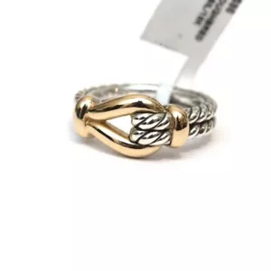 New DAVID YURMAN Ladies 9mm Thoroughbred Loop Pinky Ring 925 18K Gold Size 6 - Picture 1 of 9