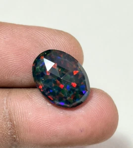 Natural Black Fire Doublet Opal Oval Cut Australian Loose Gemstone R112 - Picture 1 of 8