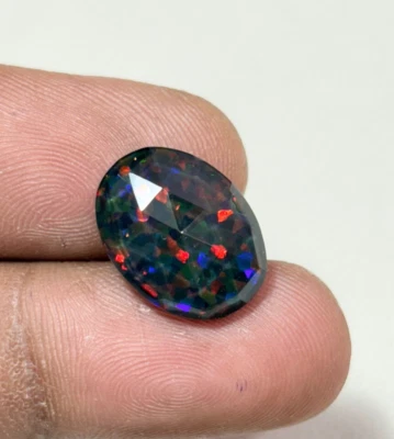 Natural Black Fire Doublet Opal Oval Cut Australian Loose Gemstone R112 - Image 1 of 4