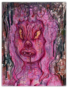 HAPPY GRAVE Original GEMÄLDE Kunst Horror makaber zeitgenössisch: "BLUTSAUGER" - Bild 1 von 1